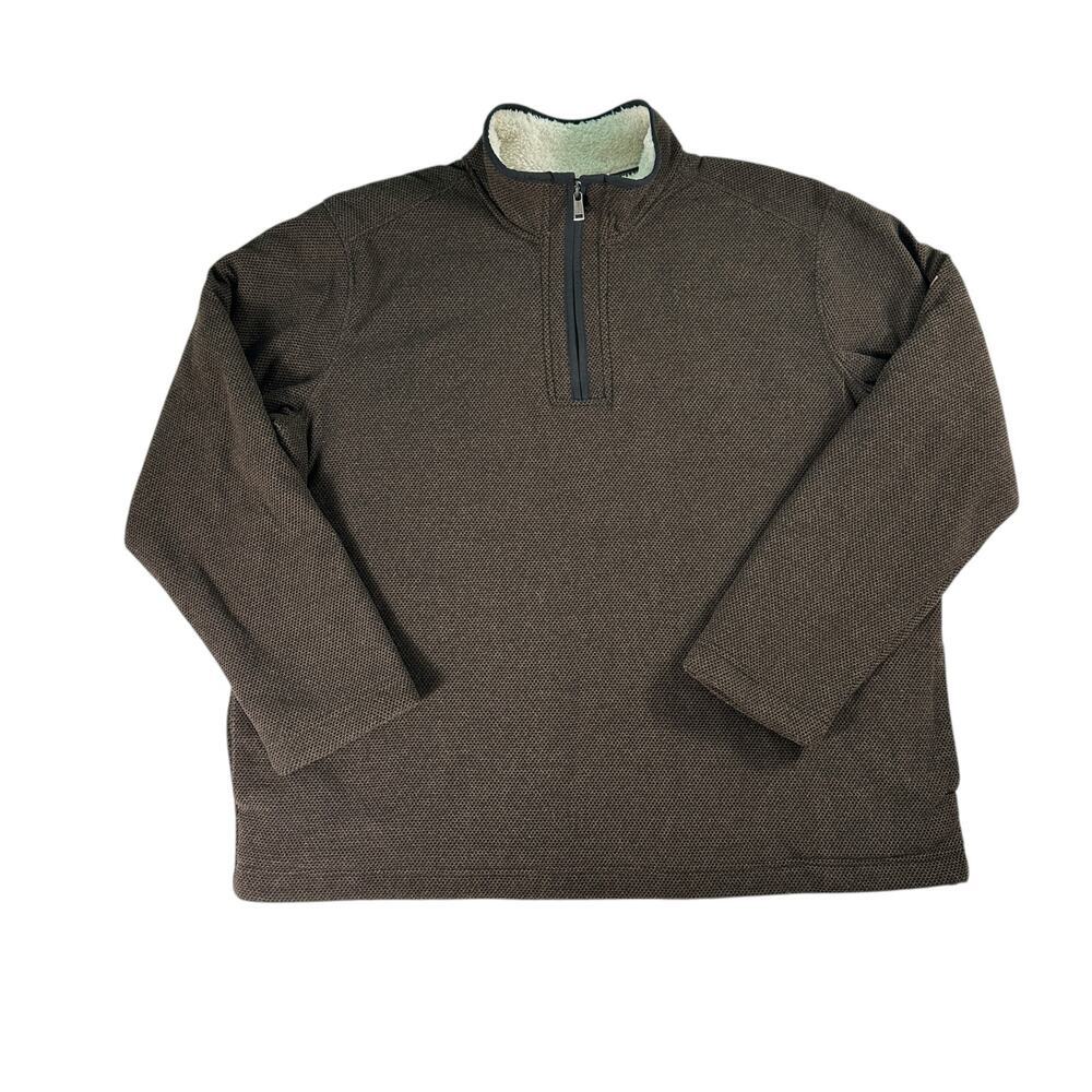 Orvis Classic Collection 1/4 Zip Pullover Sherpa Fleece Lined Cozy Brown Men XXL